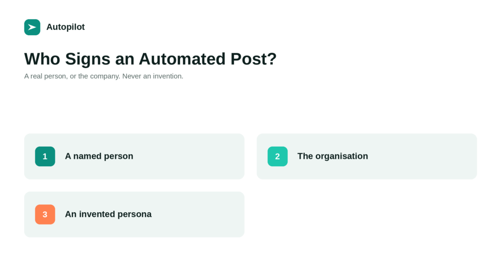 Bylines and Author Bios: Who Signs an Automated Post