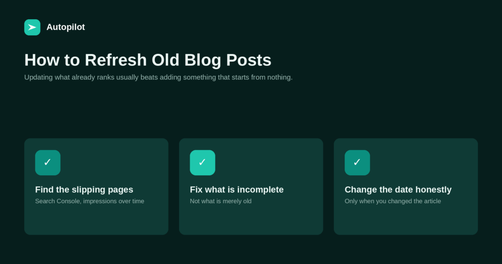 How to Refresh Old Blog Posts (and When It Beats Writing New Ones)