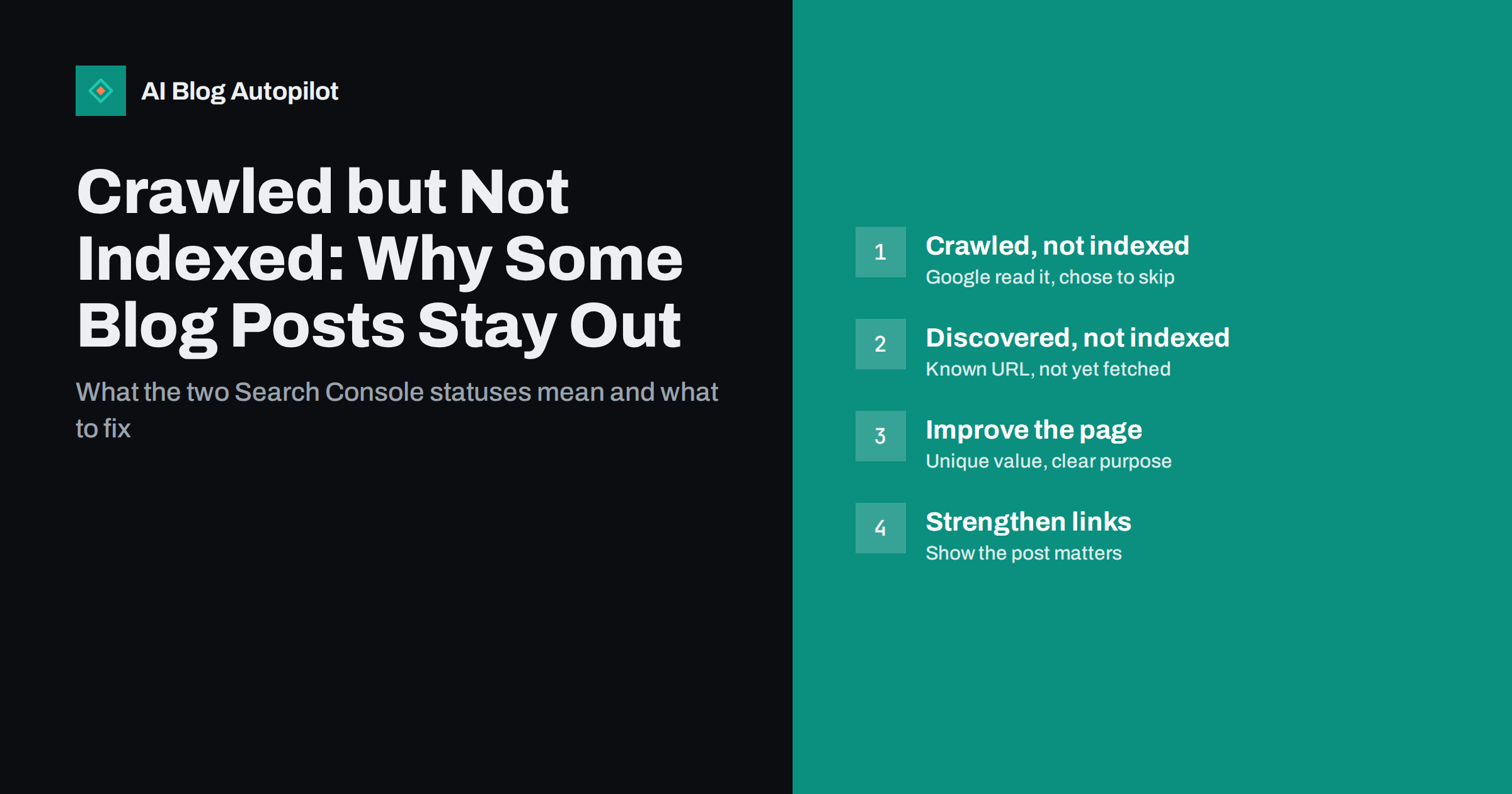 Crawled but Not Indexed: Why Some Blog Posts Stay Out