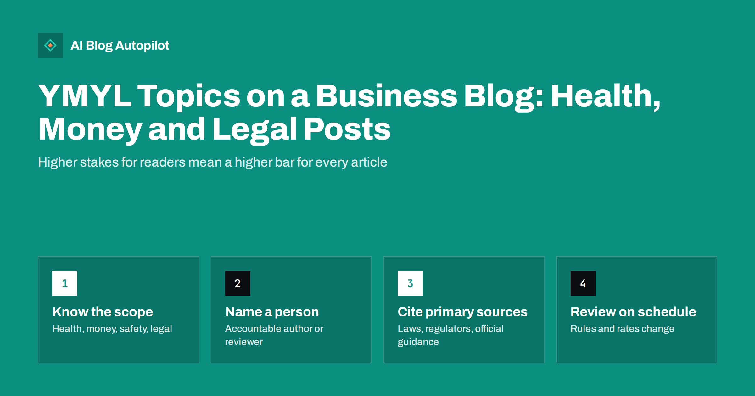 YMYL Topics on a Business Blog: Health, Money and Legal Posts