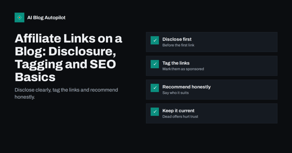 Affiliate Links on a Blog: Disclosure, Tagging and SEO Basics