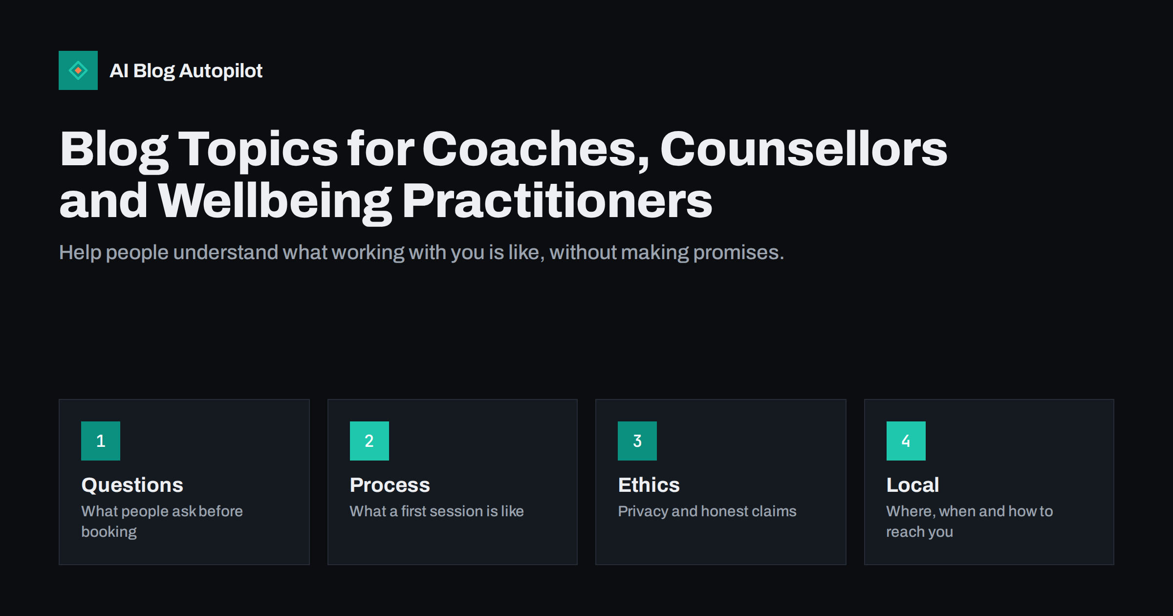 Blog Topics for Coaches, Counsellors and Wellbeing Practitioners