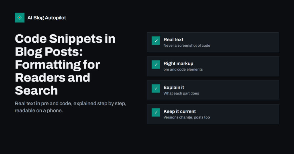 Code Snippets in Blog Posts: Formatting for Readers and Search