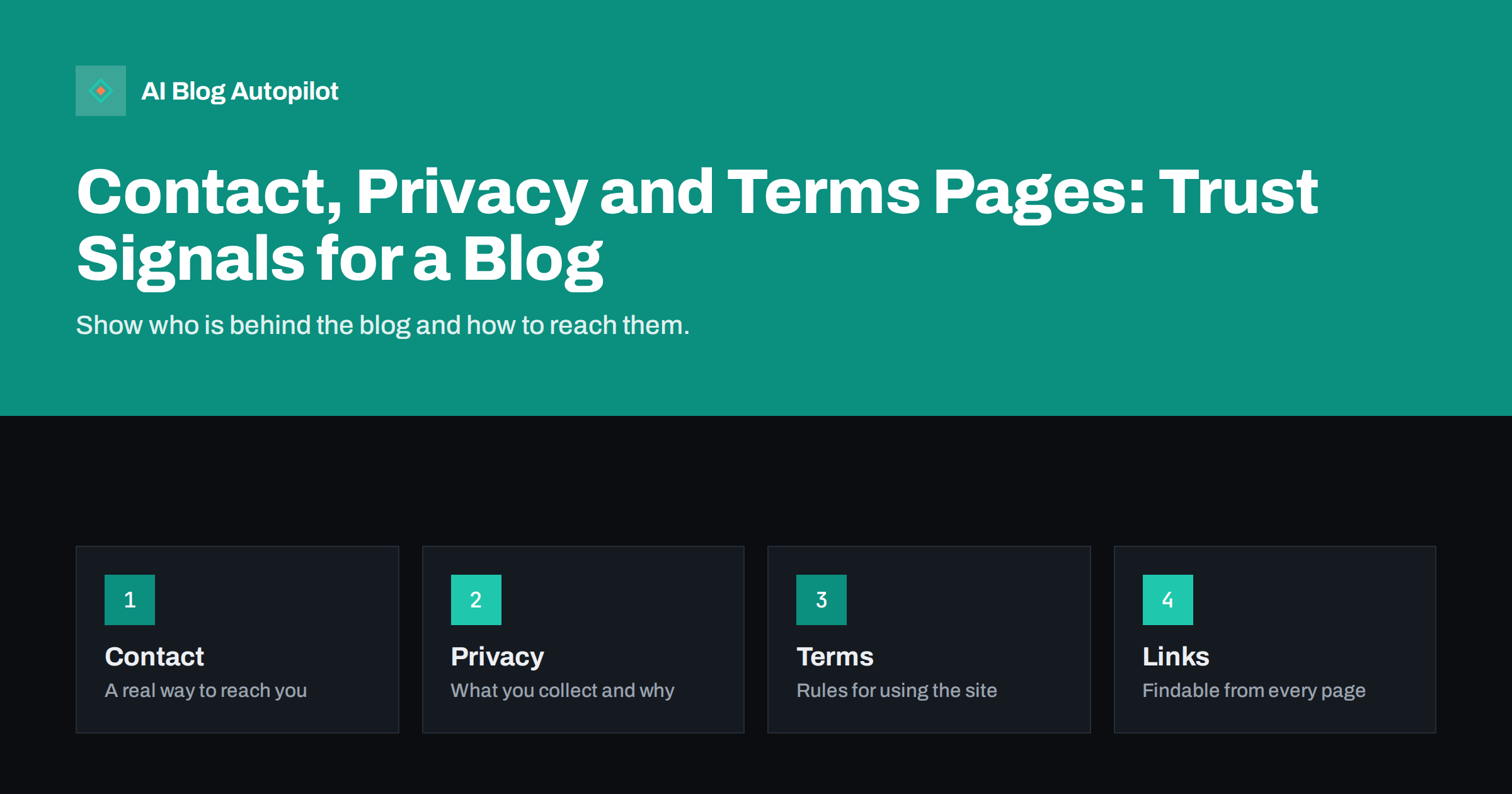 Contact, Privacy and Terms Pages: Trust Signals for a Blog