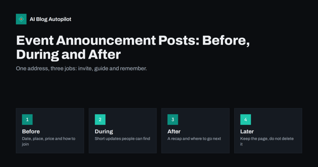 Event Announcement Posts: Before, During and After