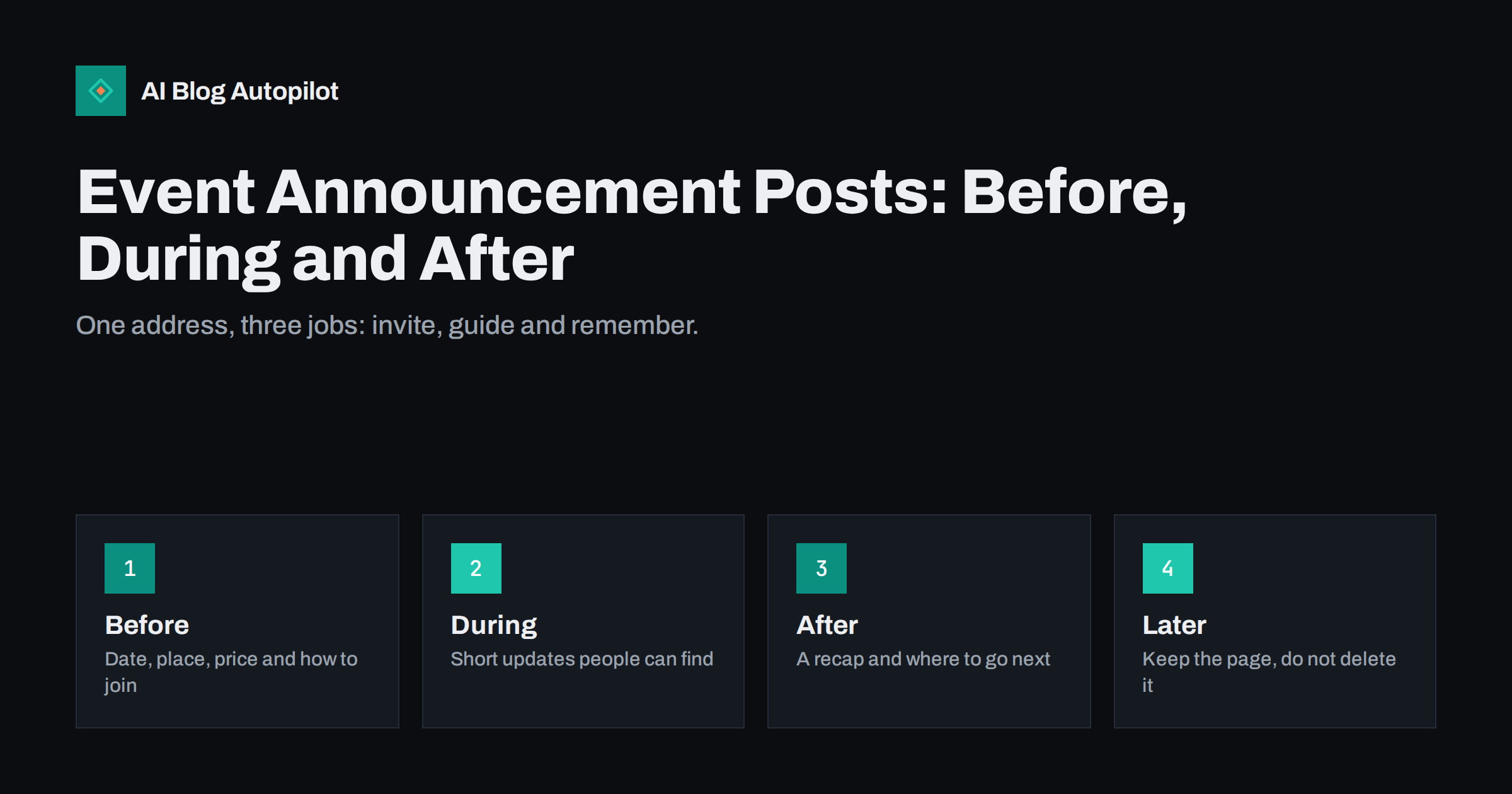 Event Announcement Posts: Before, During and After
