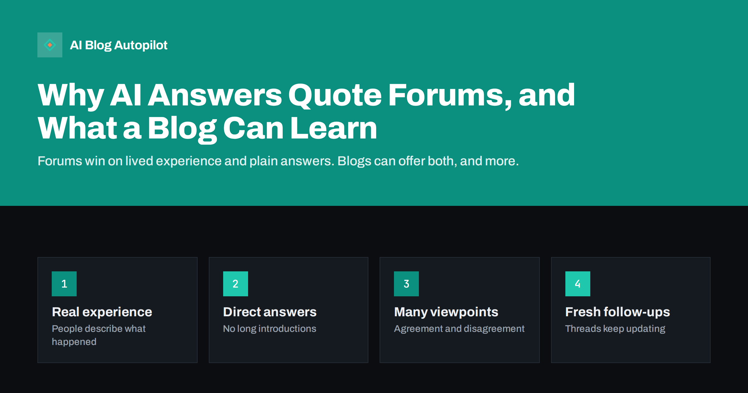 Why AI Answers Quote Forums, and What a Blog Can Learn