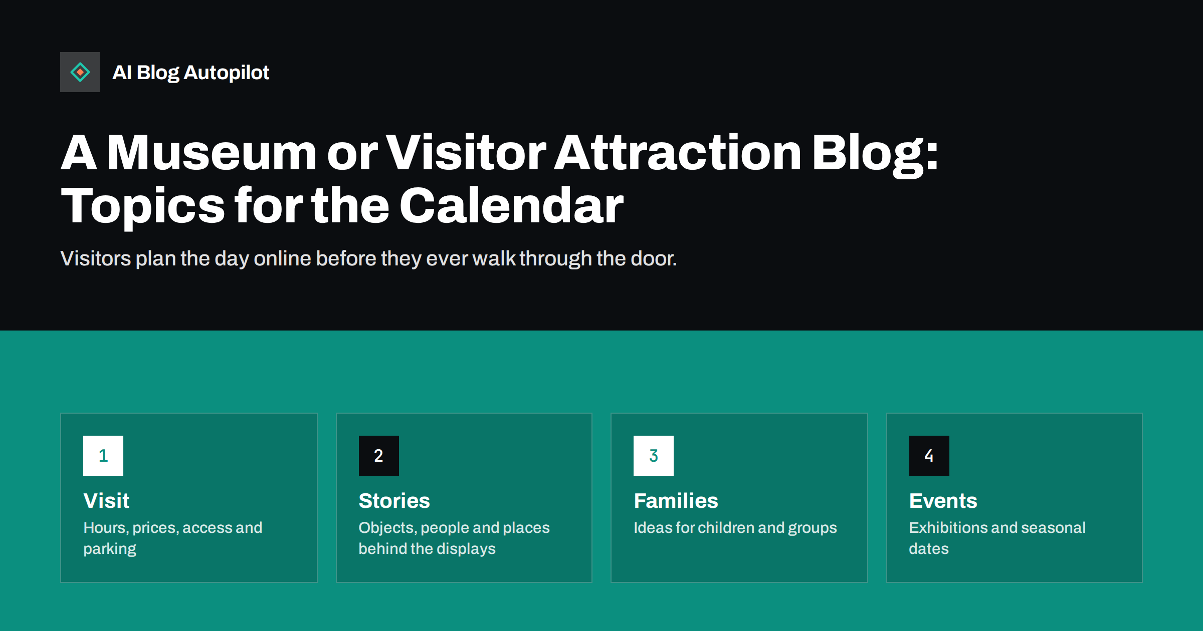 A Museum or Visitor Attraction Blog: Topics for the Calendar