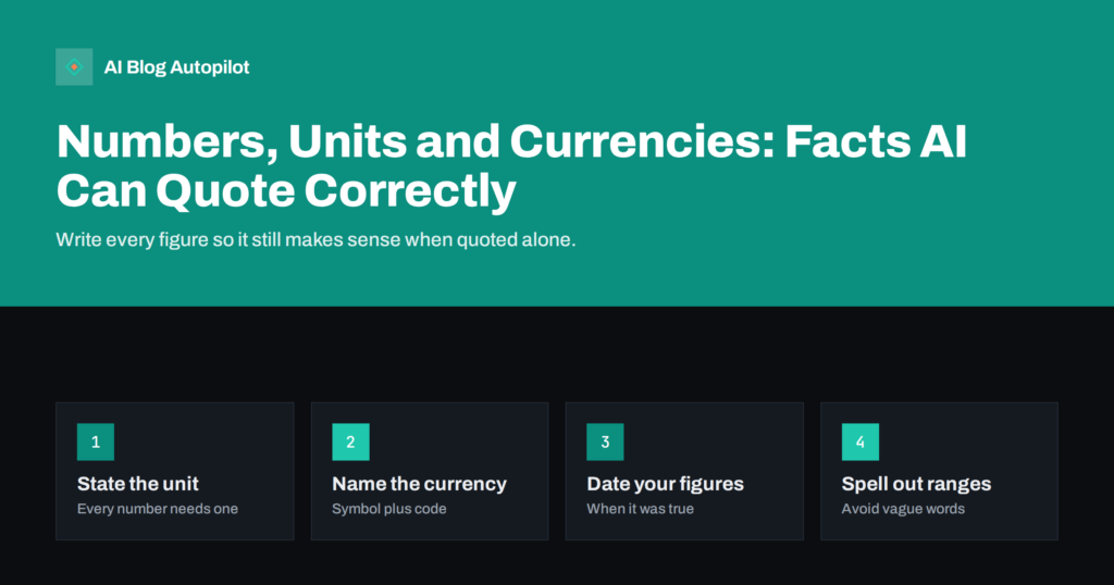 Numbers, Units and Currencies: Facts AI Can Quote Correctly