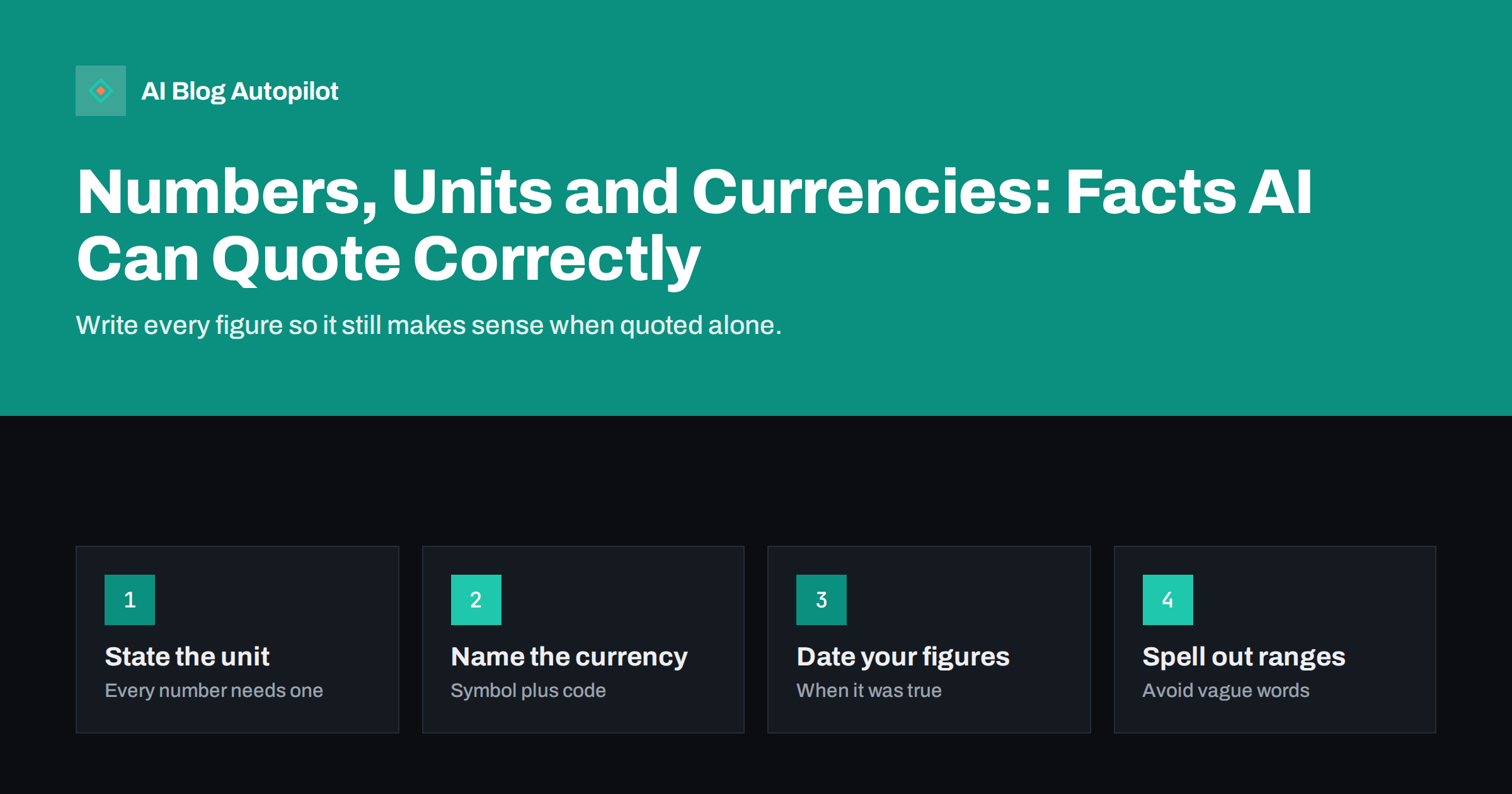 Numbers, Units and Currencies: Facts AI Can Quote Correctly