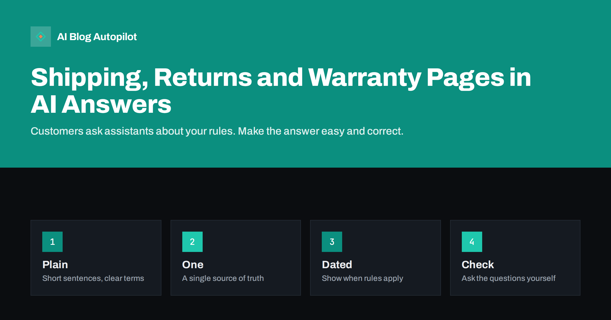 Shipping, Returns and Warranty Pages in AI Answers
