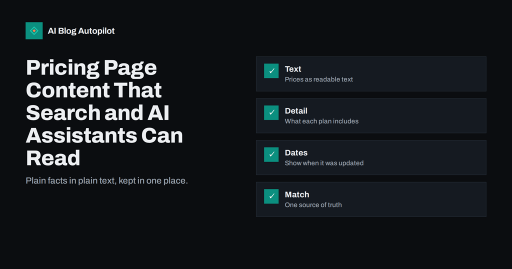 Pricing Page Content That Search and AI Assistants Can Read
