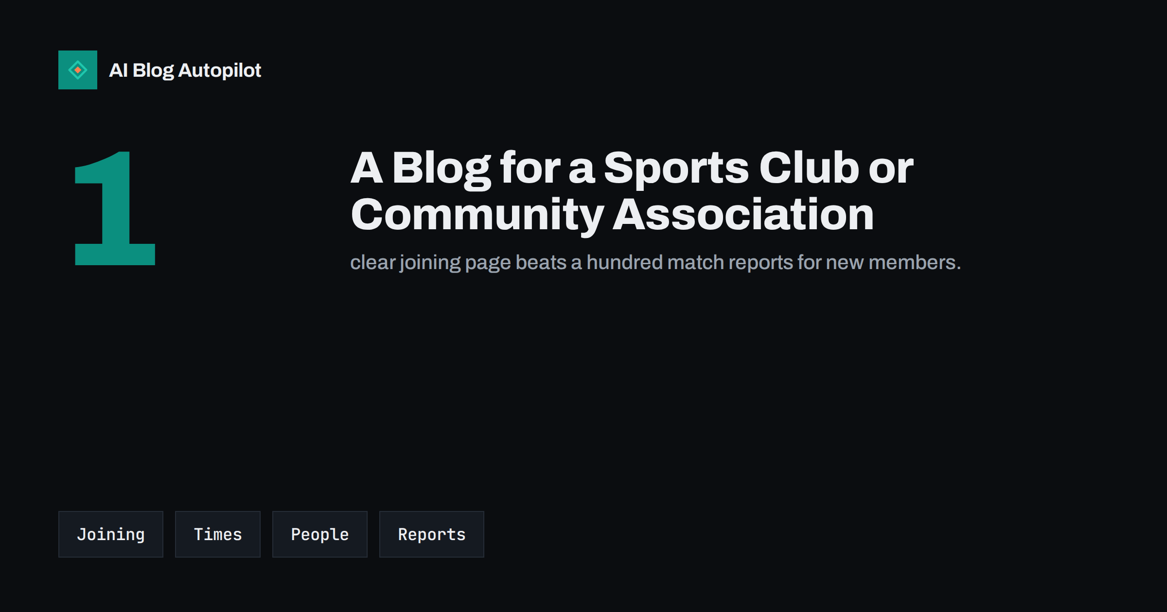 A Blog for a Sports Club or Community Association