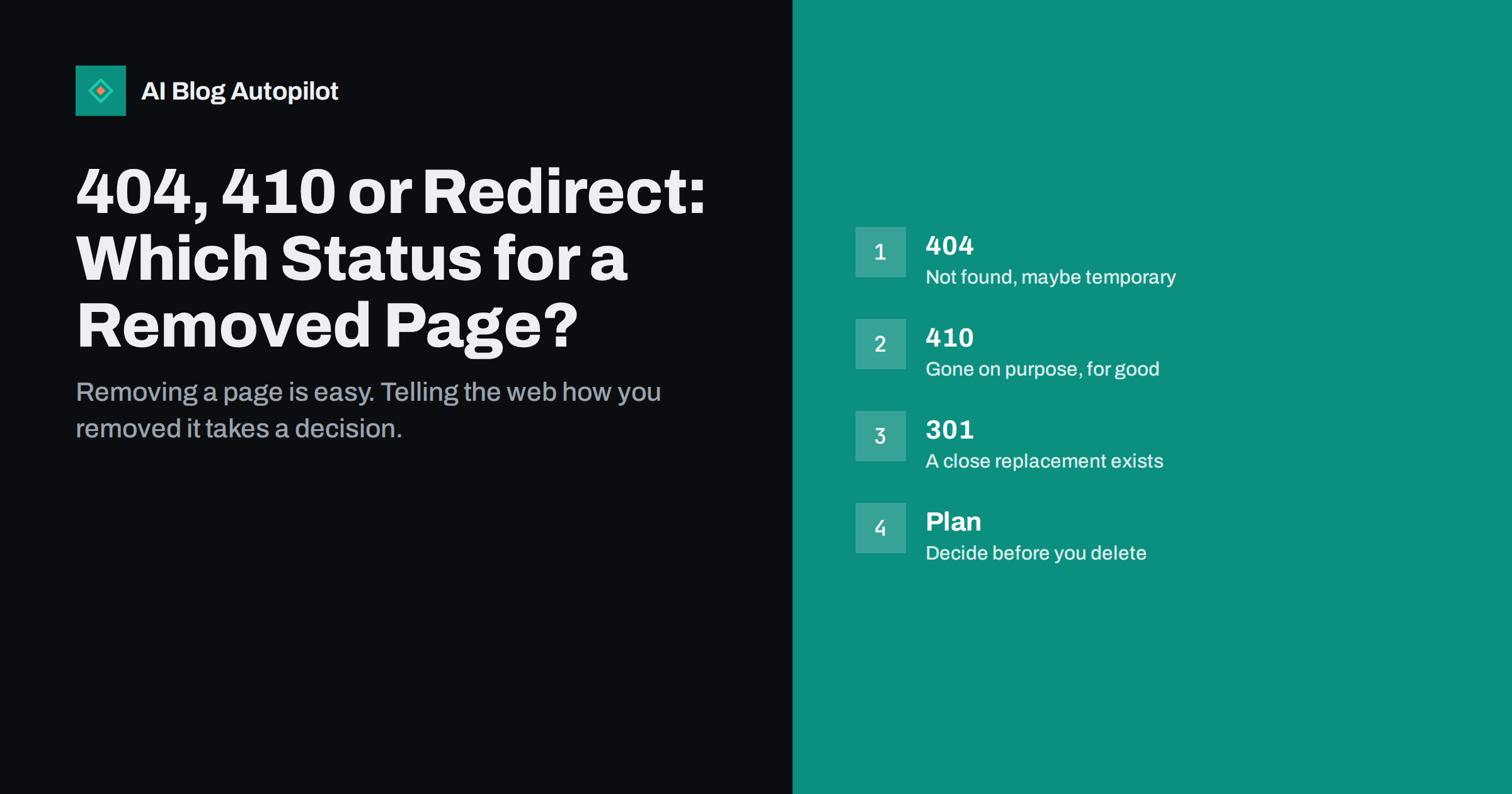 404, 410 or Redirect: Which Status for a Removed Page?