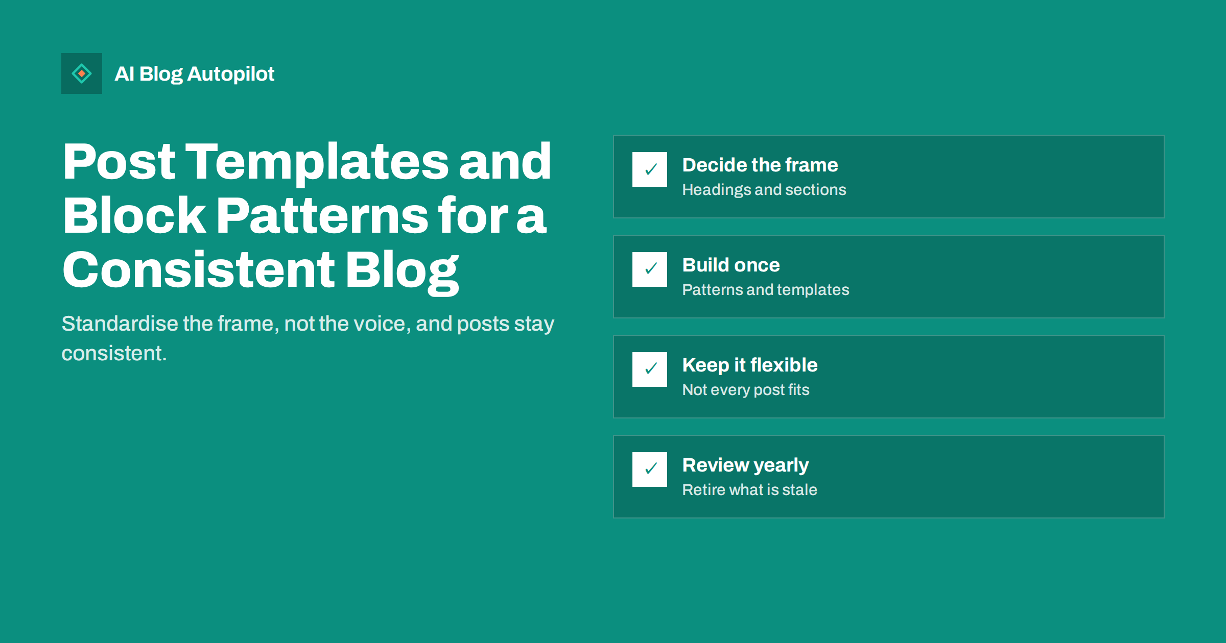 Post Templates and Block Patterns for a Consistent Blog